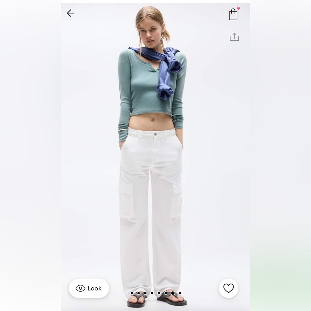 Pull and bear white cargo pants